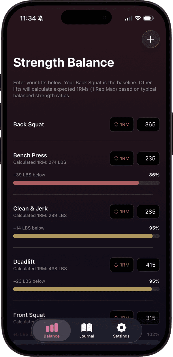Strength Balance App Screenshot